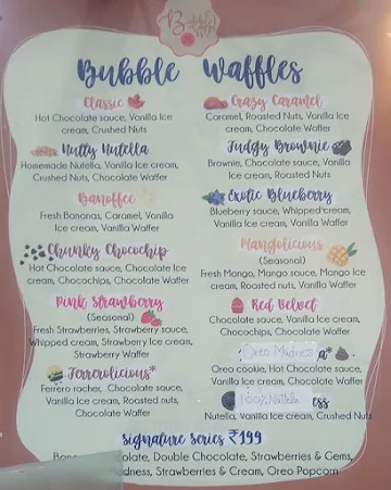 Bubble Waffles menu 