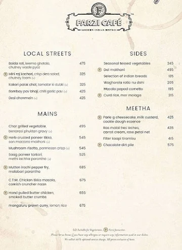 Farzi Cafe menu 