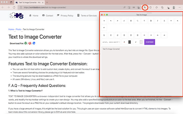 Text to Image Converter chrome extension