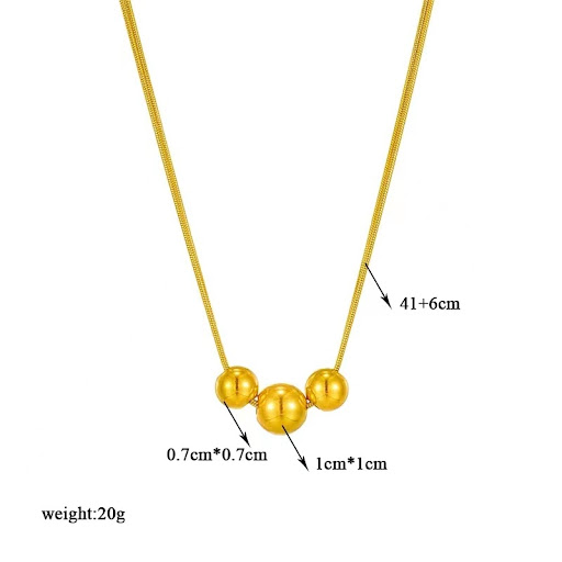 Title 1, 18K Gold Titanium Steel Metal Ball Necklace Vin...