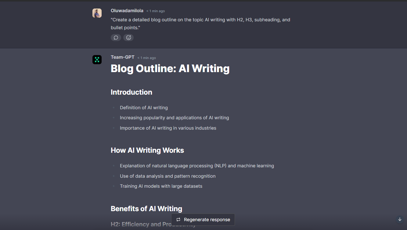 creating blog outline command for ai