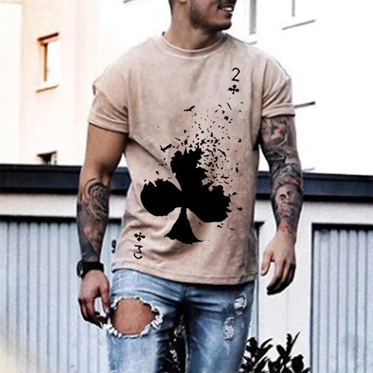 Men's Short Sleeved Shirt Round Neck Casual Printed T Shirt