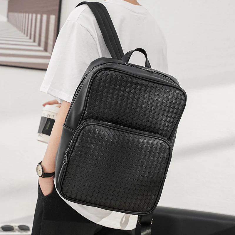 New Men's Casual Large Capacity Fashion Braided Backpack. Stylish, durable, and perfect for everyday use, work, or trave