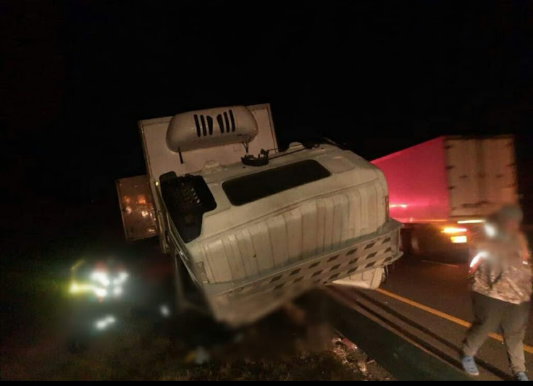 The scene on the N3 near Van Reenen's Pass on Wednesday night.