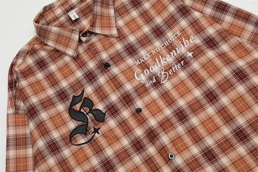 Title 6, Japanese Retro Plaid Long Sleeve Shirt Mens Am...