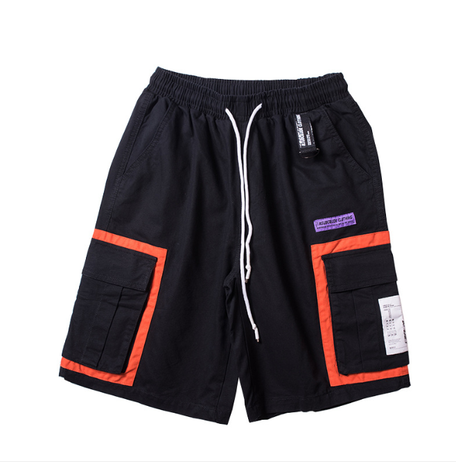 Tide Brand loose five point overalls shorts for men, comfortable and stylish, perfect for summer, casual wear, easy to m