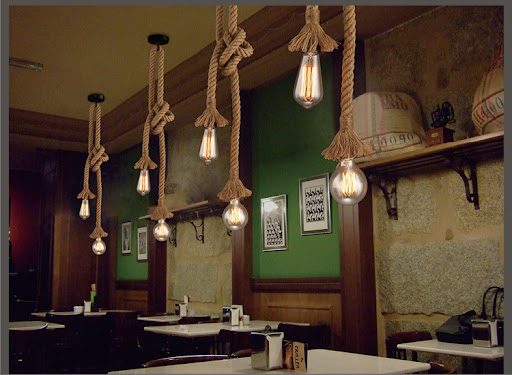 Title 5, Coffee Shop Bar Hemp Rope Pendant Lamp, rustic ...