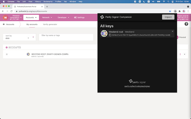 Parity Signer Companion chrome extension