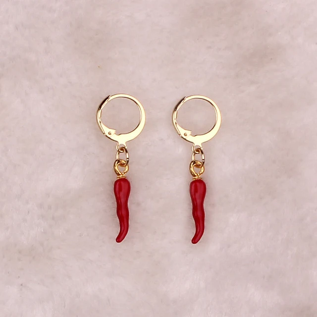 Boucles d'oreilles piment tricolores style Hip Hop, clip d'oreille tendance, look audacieux et facile à porter sans perçage.