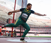 Victor Hogan of South Africa in the qualification round of the mens discus during day 6 of the 2015 IAAF World Championships at National Stadium on August 27, 2015 in Beijing, China.