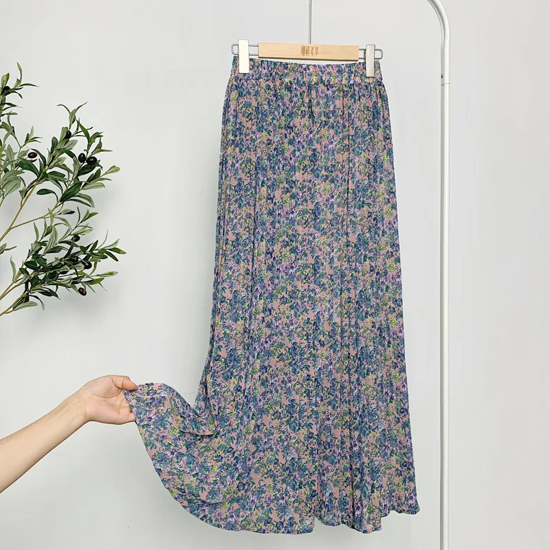 Title 1, Bloemen chiffon geplooide rok voor dames, een e...