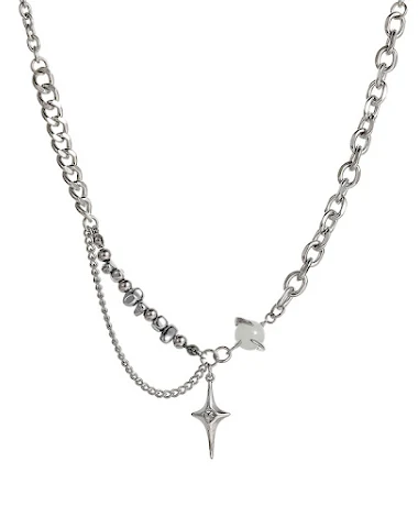 Luxe halsketting met kattenoog en s - 1