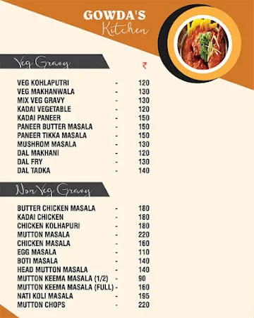 Gowda's Kitchen menu 