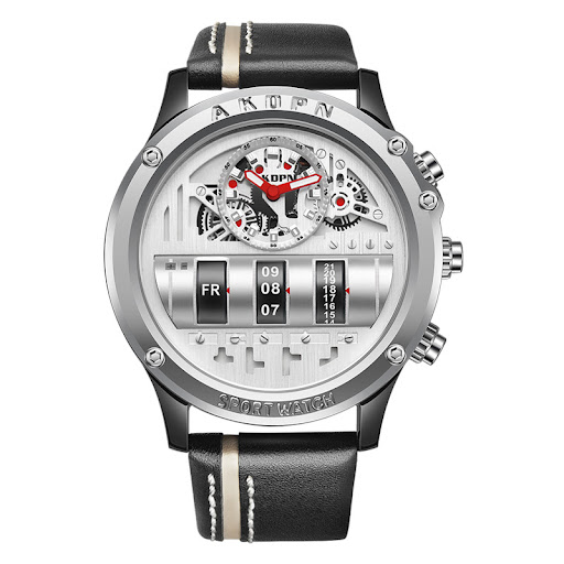 Title 2, Uniquex Men Wrist Watch Leather Black Silver Cr...