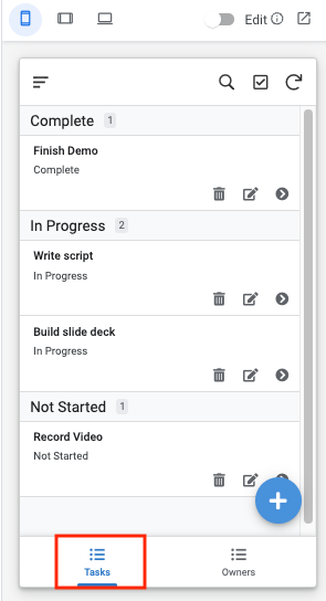 アプリ プレビューのタスク