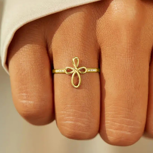 Title 6, Simple Design Geometric Ring Cross Female Minim...