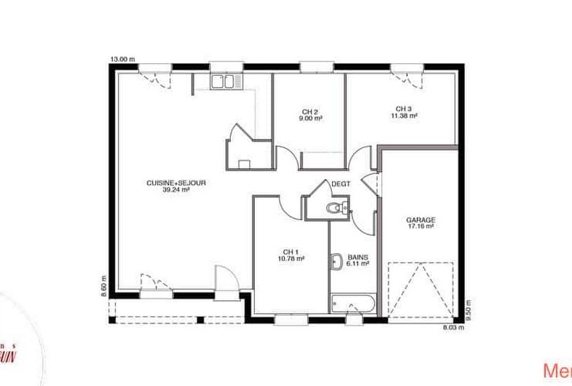  Vente Terrain + Maison - Terrain : 900m² - Maison : 100m² à Romery (51480) 