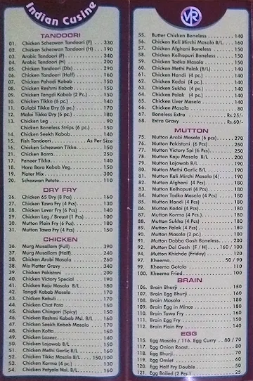 Victory Restaurant menu 