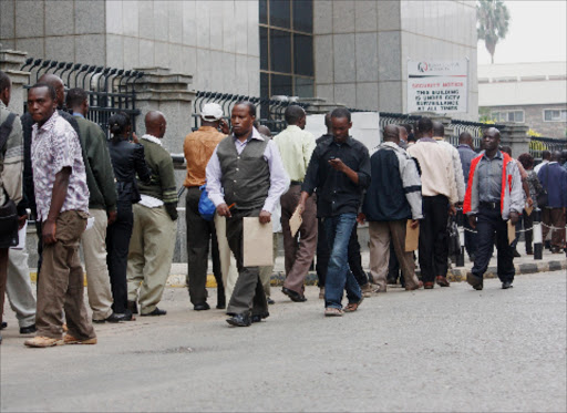 Kenyan taxpayers queue outside Times Tower last February to access KRA's offices.