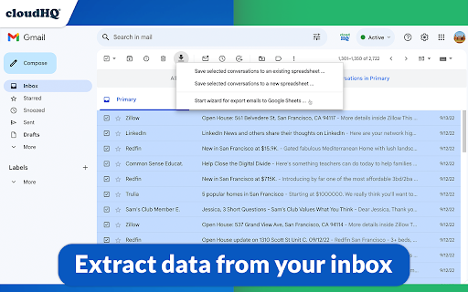 Export Emails to Sheets by cloudHQ