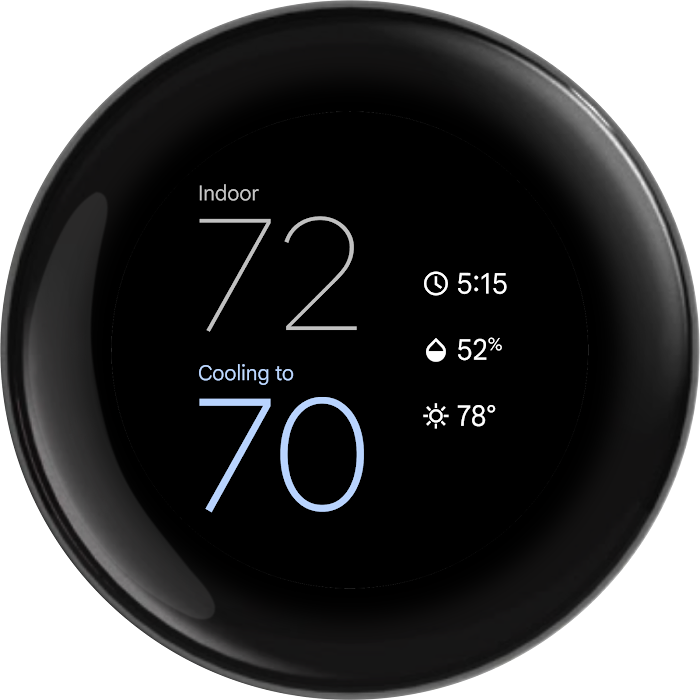Indoor temps variant of the Nest Thermostat Farsight face showing near view info