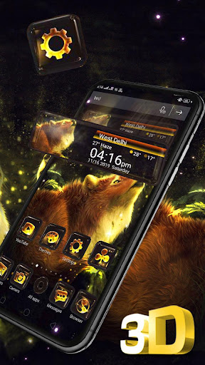 Wolf Shiny Night 3D Glass Tech Theme ?