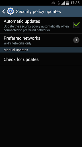Samsung Security Policy Update screenshot #0