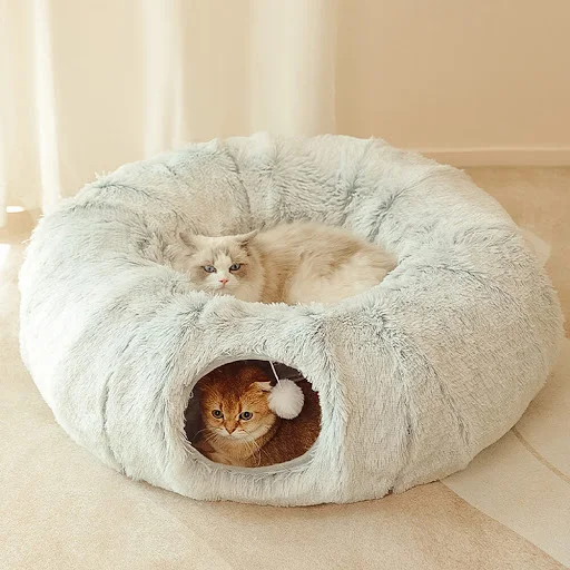 Winter Cat Nest Cat Tunnel Round Plush Warm Pet Nest Foldable Cat Tunnel Nest Dog Kennel