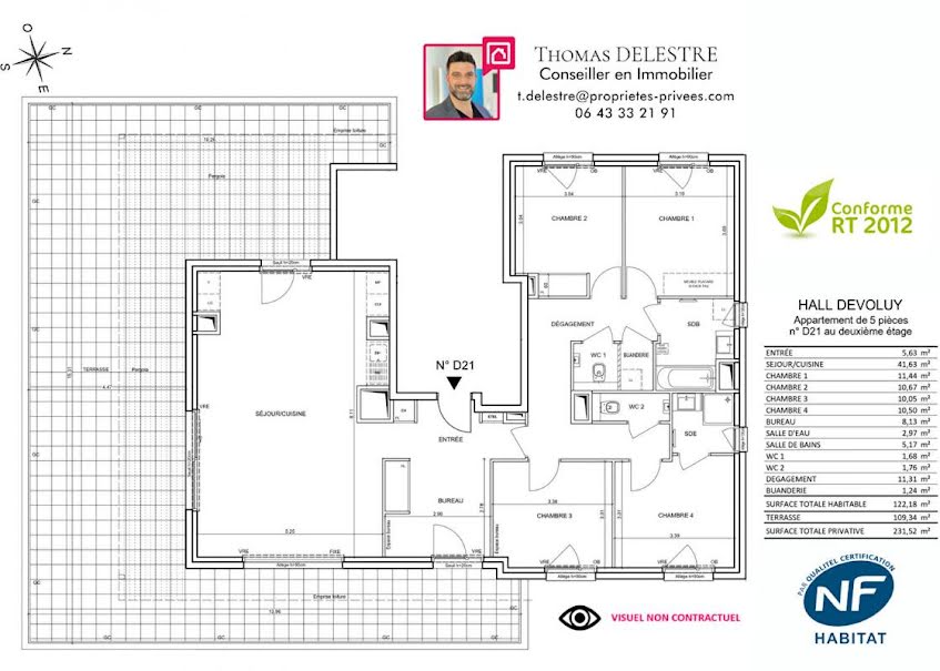 Vente appartement 5 pièces 122.18 m² à Bernin (38190), 681 000 €