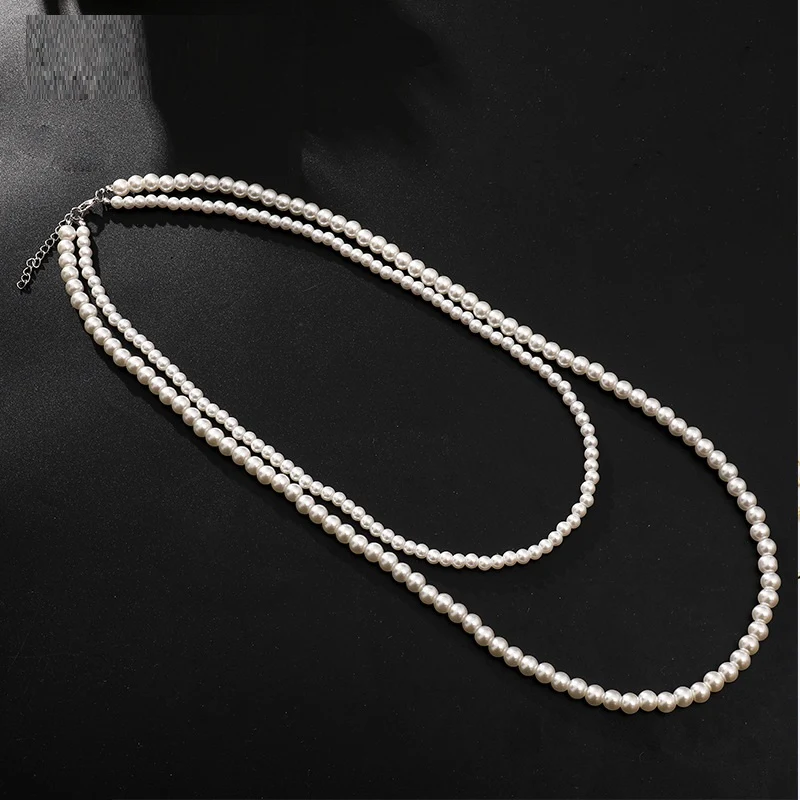 Collier long en perles de verre de grandes marques de mode européenne et américaine, chaîne de pull pour femmes, bijoux élégants.
