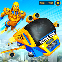 Flying Bus Robot Transform War Robot Hero Game