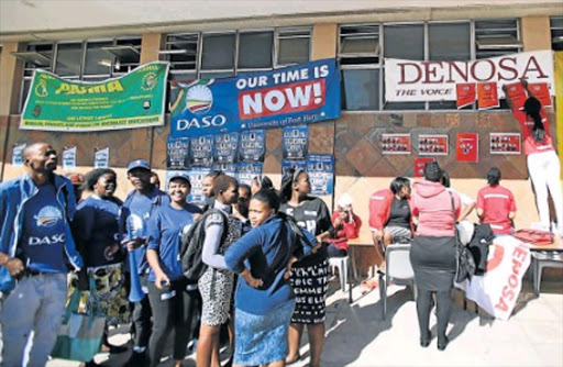 Picture: MARK ANDREWS READY TO MAKE MARK: University of Fort Hare students line up as the SRC elections get under way at the main campus in East London