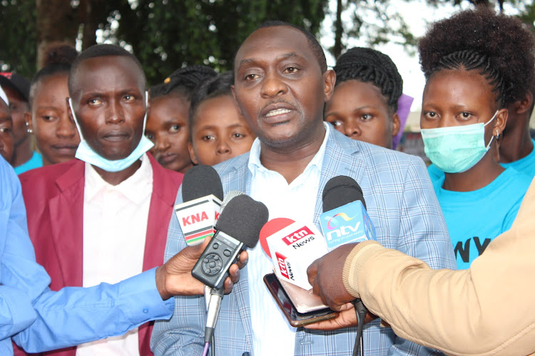 Anthony Chege with some of the 120 graduands who completed the free training this month.