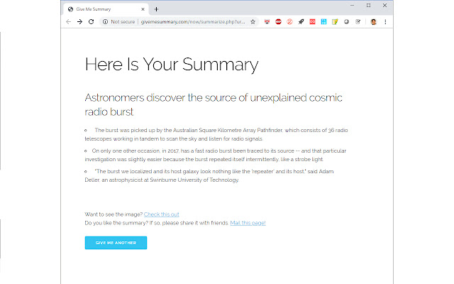 Give Me Summary chrome extension