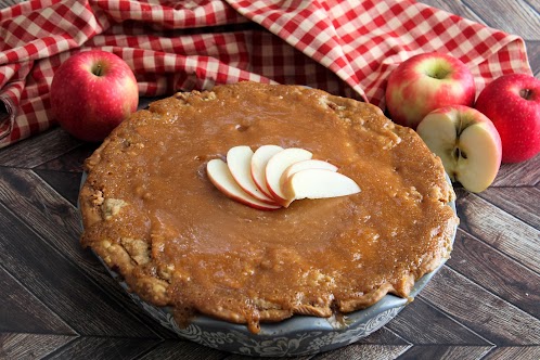Caramel Glazed Soft Apple Pie