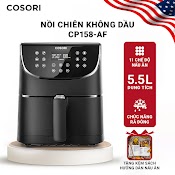 Nồi Chiên Không Dầu Điện Tử Cosori Cp158 - Af Đen (5.5 Lít) 13 Chức Năng Nấu 1700W - Chính Hãng (Tặng Kèm Tạp Dề)