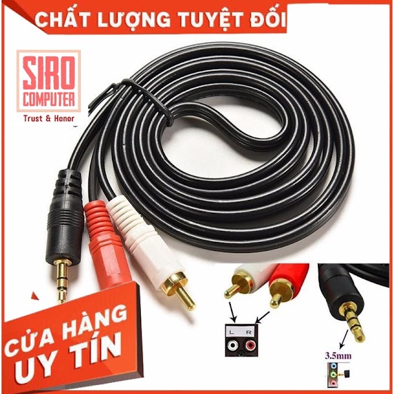 Dây Cáp Loa 1 Ra 2 Từ Đầu 3.5Mm To Av 2 Rca Audio 1M Đến 5M - Chuyển Đổi Từ Jack 3.5 Ra 2 Đầu Bông Sen