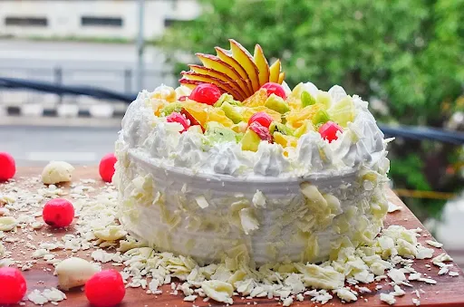 Eggless White Forest Fresh Fruit Cake