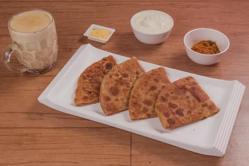 Aloo Paratha + Gobi Paratha + Butter + Pickle + Curd