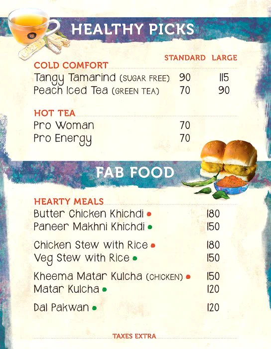 Tata Cha menu 