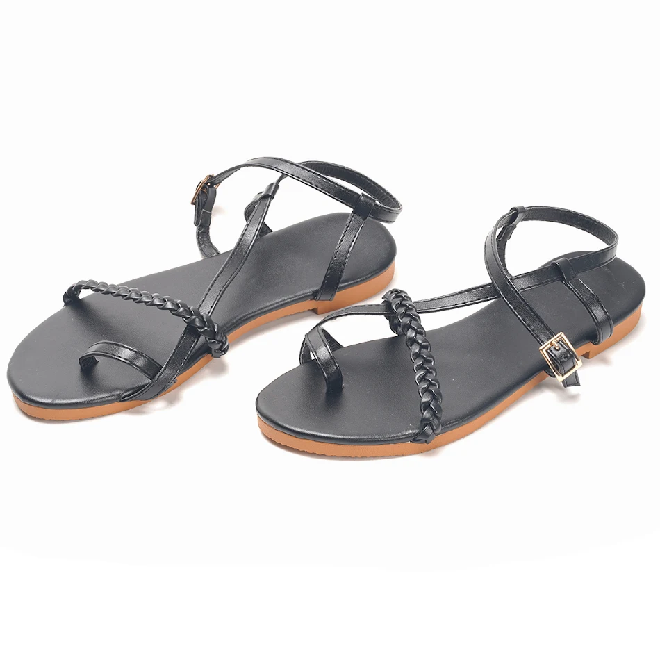 Vrouwen Platte Sandalen met Vierkante Teen 40-43, Gesp en Open Design. Comfortabel en Zomers. Ideaal voor Casual Gelegenheden en Wandelingen.
