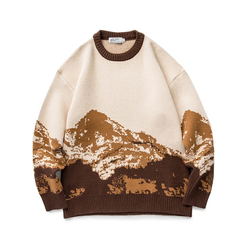 Herren Pullover mit Schneebirge-Gradient, stilvoll und warm, ideal für kalte Tage, bietet Komfort und einen modernen Look.