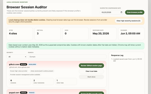 Browser Session Compromise Dashboard screenshot 1