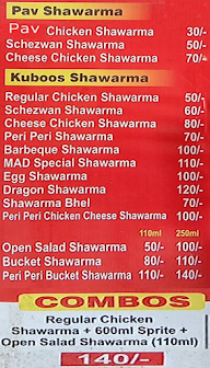 Mad Shawarma menu 1