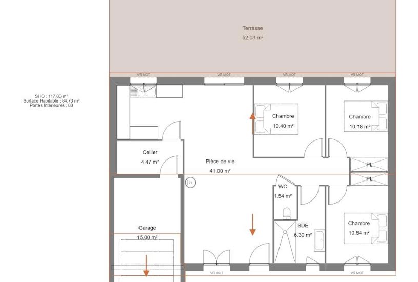  Vente Terrain + Maison - Terrain : 1 000m² - Maison : 84m² à Cormery (37320) 