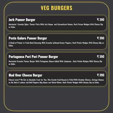 Mind The Gap Burgers menu 