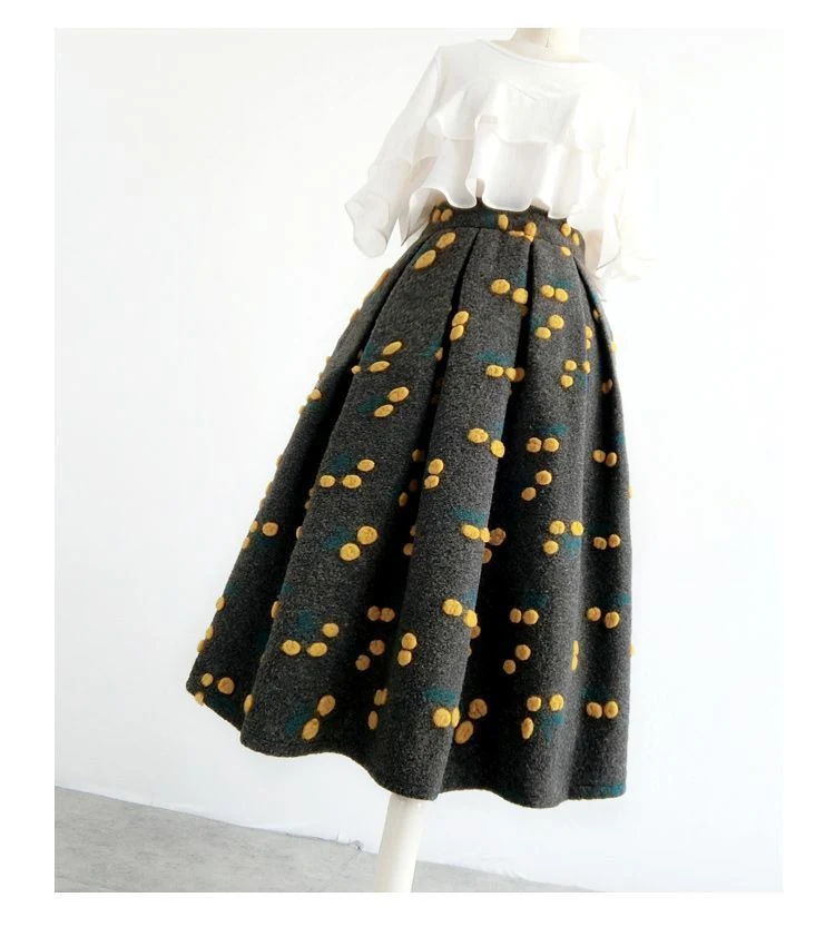 Title 3, Klasična vunena suknja visokog struka za prikri...