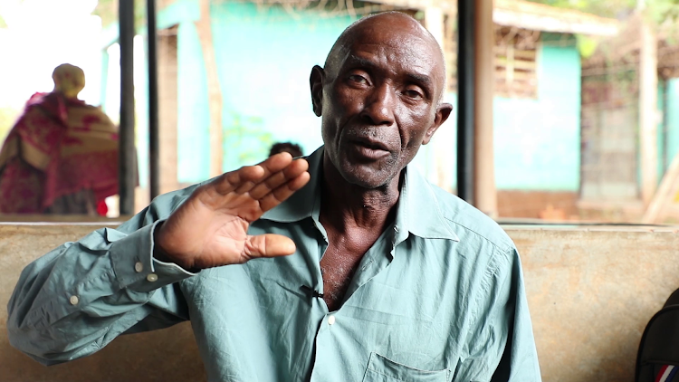 67-year-old Jefferson Mashanga during an interview at the Moi County Referral Hospital in Voi, Taita Taveta county. Doctors successfully conducted the first ever hip replacement surgery on his broken hip bone.