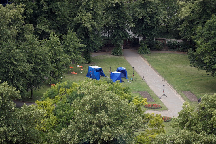 A general view shows a scene at Forbury Gardens, near where multiple stabbings took place, in Reading, Britain, June 21, 2020.