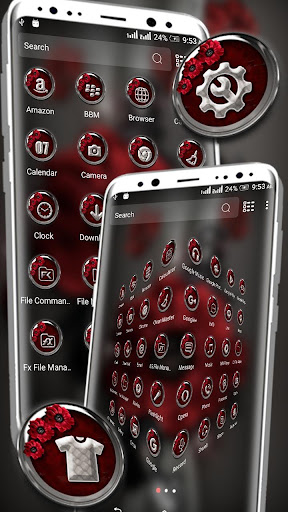 Dark Red Flower Launcher Theme